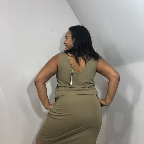 NWT Ralph Lauren Khaki Green Jersey Knit Comfortable Neutral Career Summer Dress - Picture 8 of 16